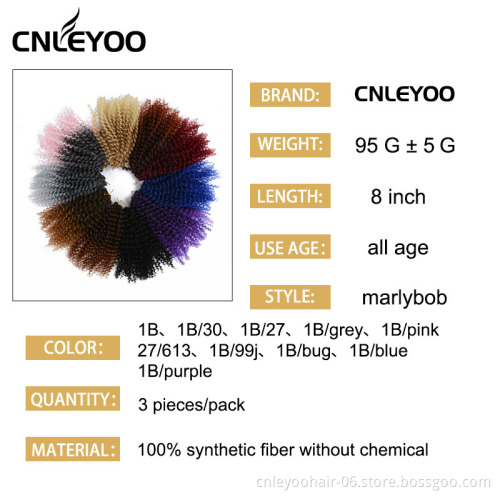 Factory Price Marlybob Kinky Curl Crochet Hair 8 Inch Factory Cheap Mali bob  Crochet Braiding Hair Extension
